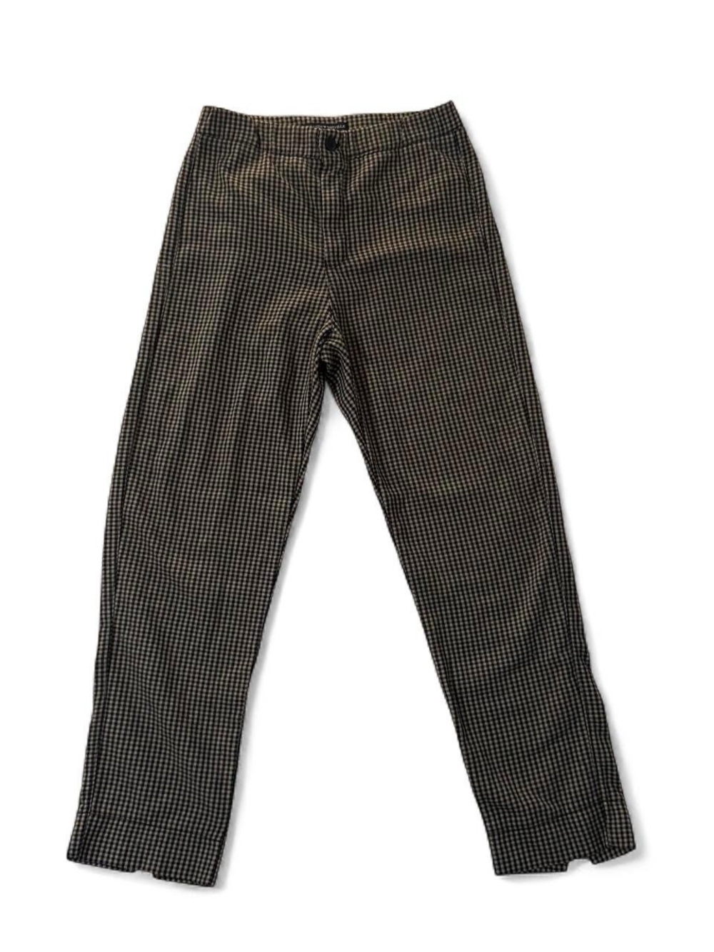 Black & Beige Check Slim Ankle Pants